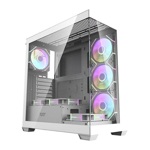 darkFlash - Boîtier PC DS900 panoramique blanc + 7 ventilateurs ARGB : vue ensemble