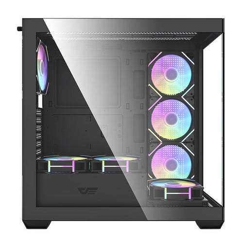 darkFlash - Boîtier PC DS900 panoramique + 7 ventilateurs ARGB (noir) (vue 2)
