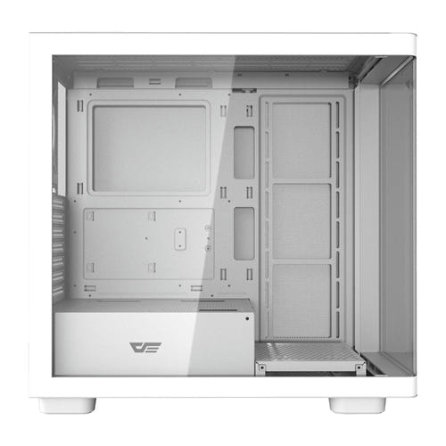 darkFlash - Boîtier PC DS900G verre incurvé panoramique (blanc, sans ventilateurs)