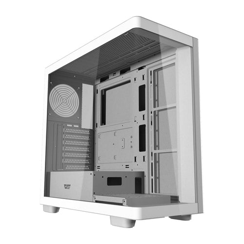darkFlash - Boîtier PC DS900G verre incurvé panoramique (blanc, sans ventilateurs) : vue ensemble