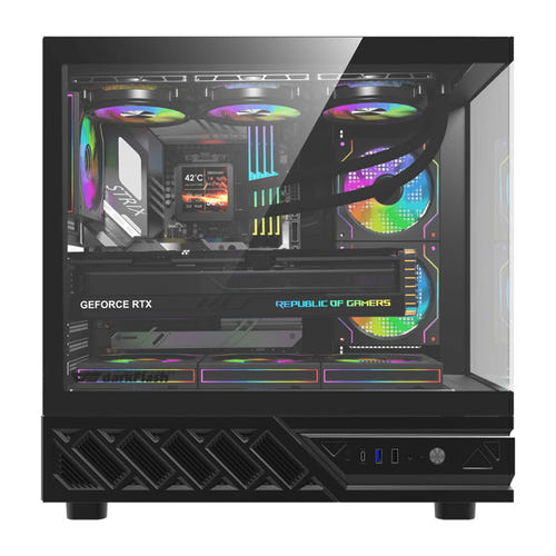 darkFlash - Boîtier PC DS950V écran IPS 6 pouces + 6 ventilateurs (noir)