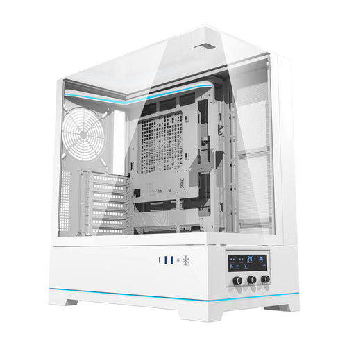 darkFlash - Boîtier PC DY450 grande tour (blanc, sans ventilateurs) : vue ensemble