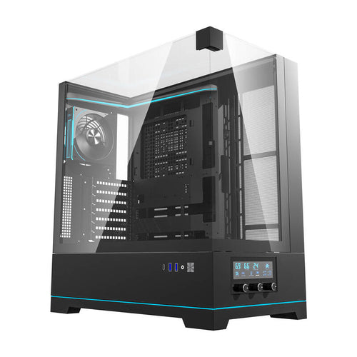 darkFlash - Boîtier PC DY450 PRO écran de températures (noir, 1 ventilateur ARGB) : vue ensemble