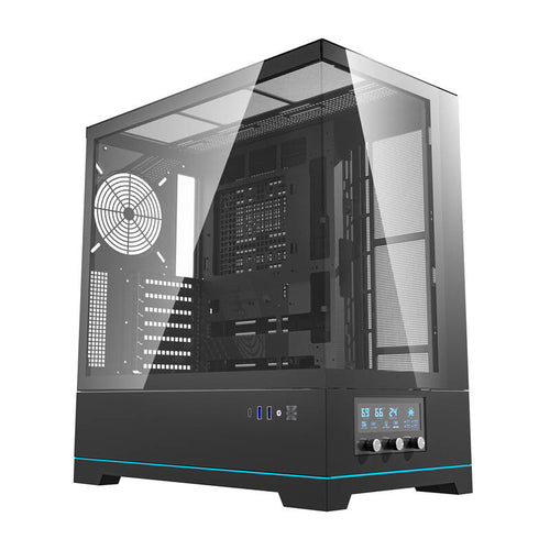 darkFlash - Boîtier PC DY451 grande tour 10 ventilateurs (noir, sans ventilateurs) : vue ensemble