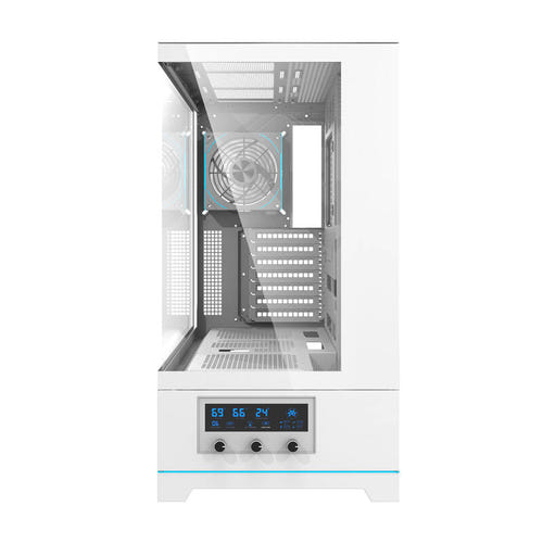darkFlash - Boîtier PC DY451 PRO écran de températures + 1 ventilateur ARGB (blanc) : intérieur