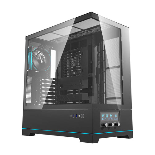 darkFlash - Boîtier PC DY451 PRO écran de températures + 1 ventilateur ARGB (noir) : vue ensemble