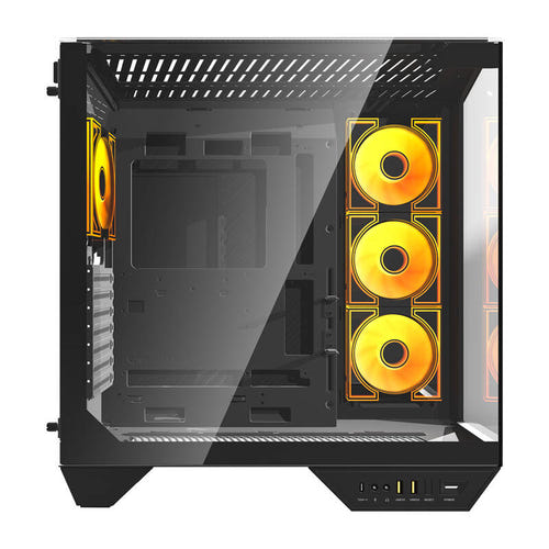 darkFlash - Boîtier PC DY470 back-connect double watercooling 360 (noir) : panoramique