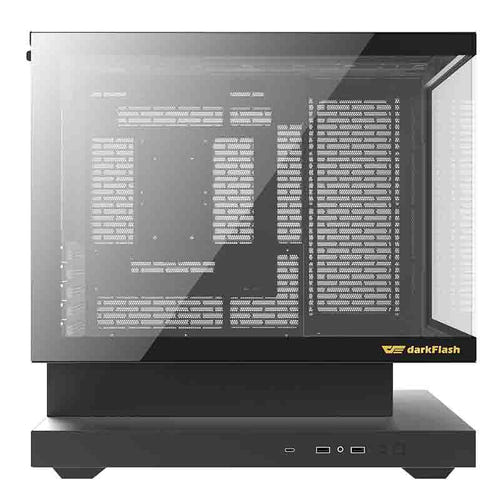darkFlash - Boîtier PC F1 + 6 ventilateurs ARGB (noir) : panoramique