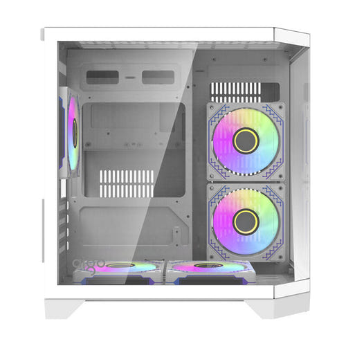 darkFlash - Boîtier PC FT350 mini tour + 5 ventilateurs ARGB (blanc) : panoramique