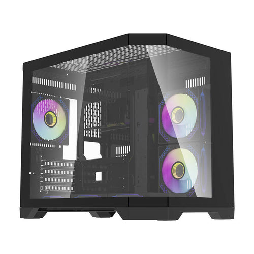 darkFlash - Boîtier PC FT418 mini tour + 6 ventilateurs ARGB (noir) : vue ensemble