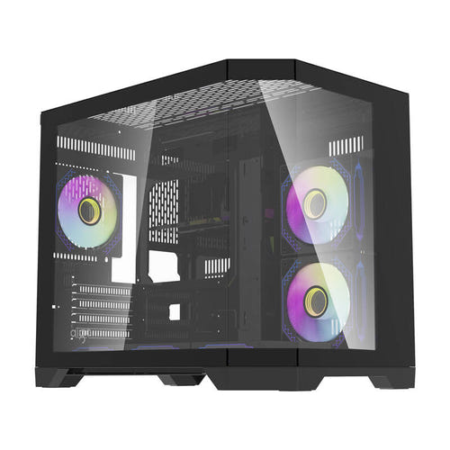 darkFlash - Boîtier PC FT418 mini tour + 6 ventilateurs ARGB (noir) : vue ensemble