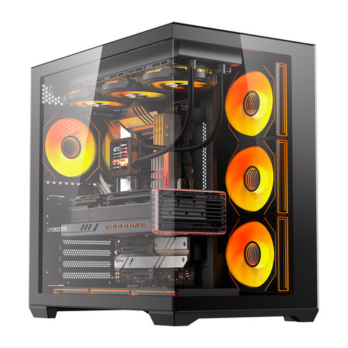 darkFlash C280 - Boîtier PC moyenne tour E-ATX avec 7 ventilateurs 120 mm (noir) - visuel 1