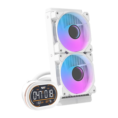 darkFlash DH240D v2 - watercooling AIO 240 mm blanc, écran magnétique orientable et ARGB : rond magnétique waterblock