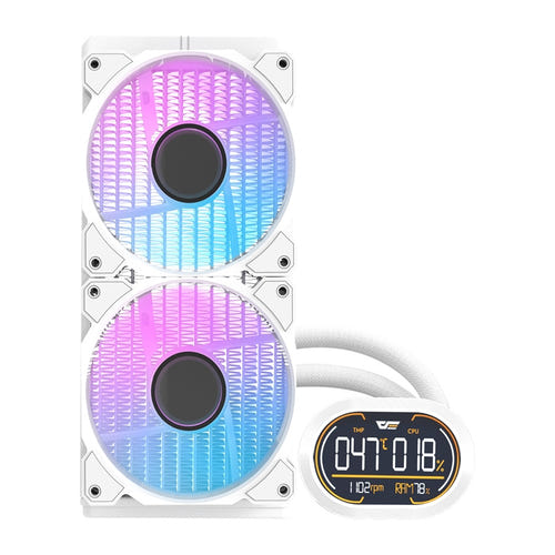darkFlash DH240D v2 - watercooling AIO 240 mm blanc, écran magnétique orientable et ARGB : ventilateurs Infinity mirror ARGB