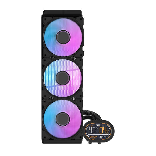 darkFlash DH360D v2 - Watercooling AIO 360 mm ARGB avec écran, noir : radiateur 360 mm ventilateurs