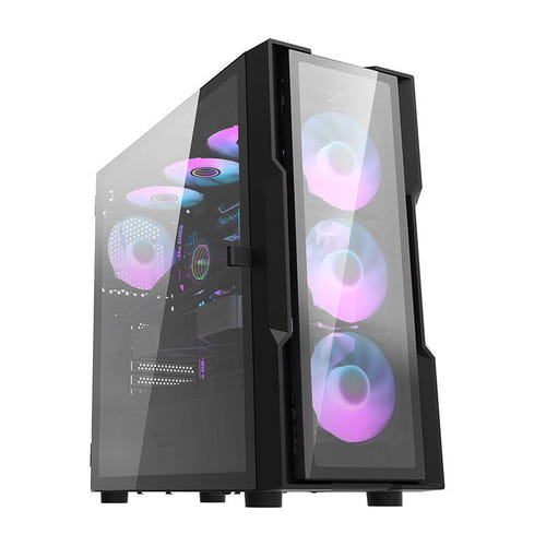 darkFlash DK431 Glass - Boîtier PC E-ATX + 4 ventilateurs ARGB (noir) (vue 1)