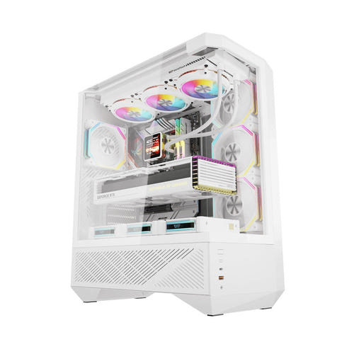 darkFlash DY460 - Boîtier PC vitré avec 4 ventilateurs ARGB (blanc) (vue 1)