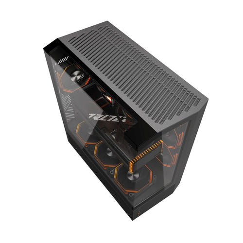 darkFlash DY460 - Boîtier PC vitré avec 4 ventilateurs ARGB (noir) : verre trempé noir