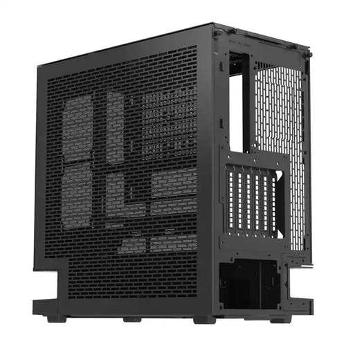 darkFlash F1 - Boîtier PC moyen tour ATX avec 6 ventilateurs ARGB, noir : vue latérale