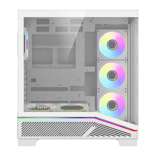 darkFlash K430 - Boîtier PC ATX blanc avec vitrine et 6 ventilateurs : figurines