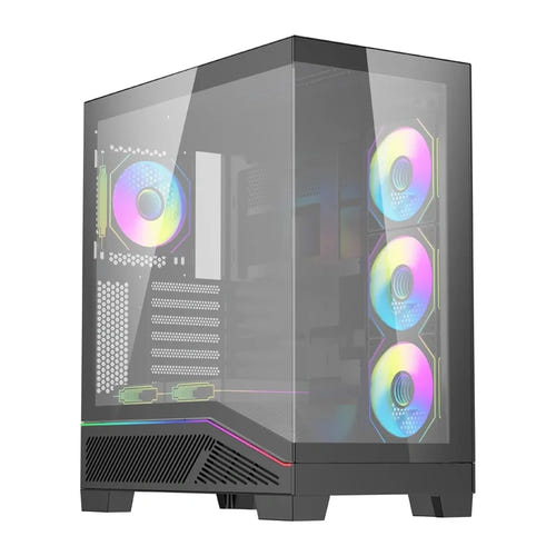 darkFlash K430 - boîtier PC ATX noir avec vitrine frontale et 6 ventilateurs : vitre 6 ventilateurs
