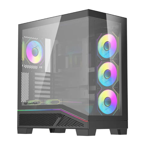 darkFlash K430 - boîtier PC ATX noir avec vitrine frontale et 6 ventilateurs - visuel 1