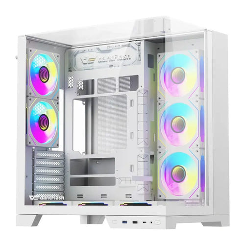 darkFlash TH285 PLUS - Boîtier PC ATX blanc en verre trempé avec 8 ventilateurs - visuel 1