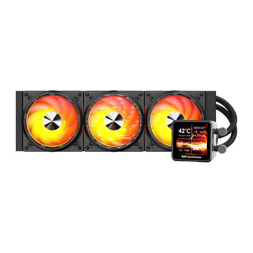 darkFlash - Watercooling DE360 écran IPS amovible 2,88 pouces (360 mm, noir) : ventilateurs