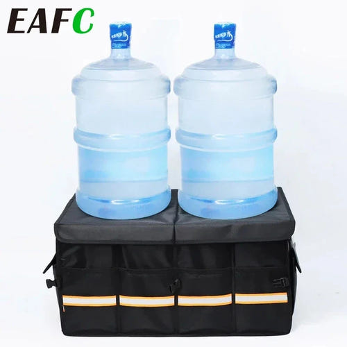 EAFC - bac de coffre pliable 46 L en tissu Oxford, séparateurs et couvercle amovibles : 46 L poche filet