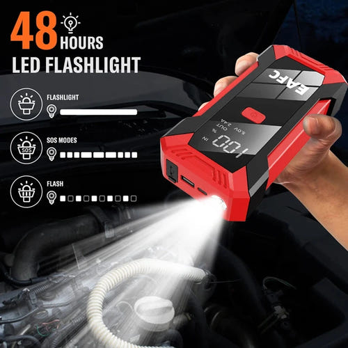 EAFC - booster de démarrage 12 V avec chargeur sans fil et lampe LED : 12 V eafc affichage numérique