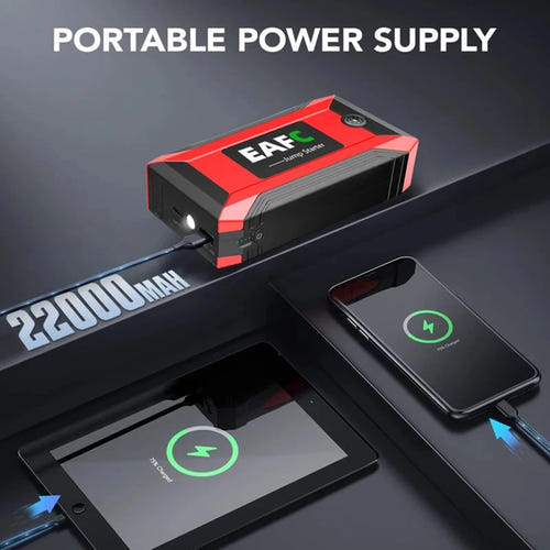 EAFC - booster de démarrage portable 8 000 mAh, essence 4,0 L et diesel 2,0 L, rouge : 8 000 mAh indicateur charge