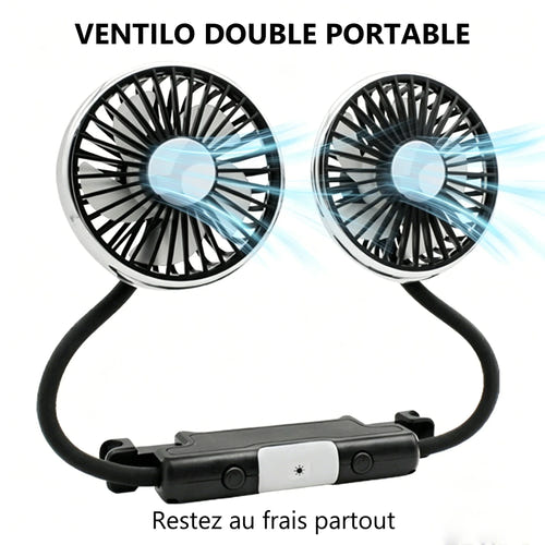 EAFC C42778 - Ventilateur USB double tête pour appui-tête, 3 vitesses et rotation 360° : galerie 1
