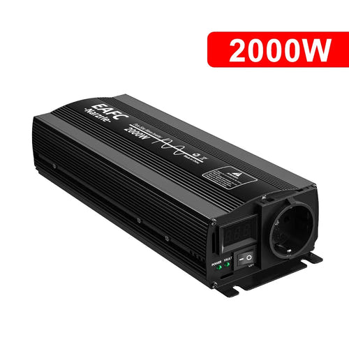 EAFC Convertisseur 12 V vers 220 V à onde sinusoïdale pure, modèle 2000 W, écran LCD : 12 V 220 V eafc onde sinusoïdale