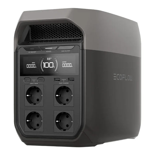 EcoFlow DELTA 3 - Station électrique portable 1024 Wh, 1800 W : façade prises secteur