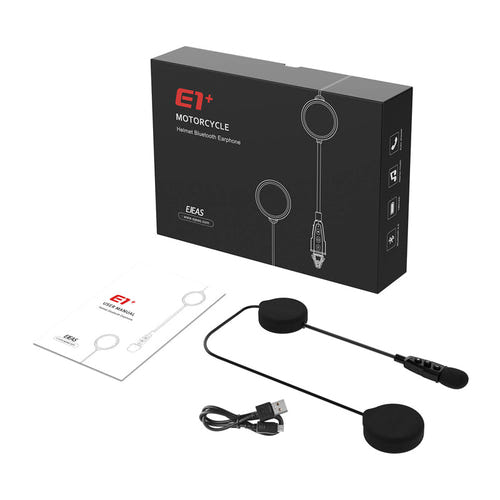 EJEAS E1+ - kit Bluetooth pour casque de moto avec fonction intercom : haut parleurs plats mousses casque