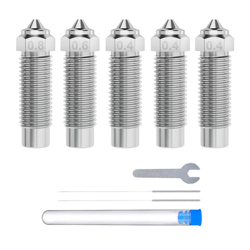 ELEGOO Neptune 4 Plus / 4 Max - Jeu de 5 buses acier trempé (0,4 / 0,6 / 0,8 mm)