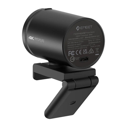 EMEET SmartCam S600 - webcam 4K 8 mégapixels pour le direct : vue de côté