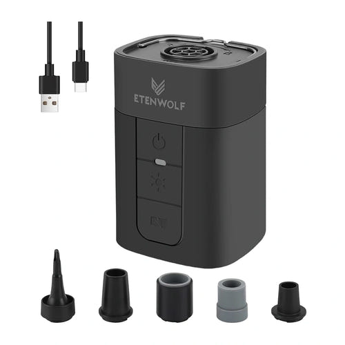 ETENWOLF AIR 5 PRO noir - gonfleur 10400 mAh, lanterne 1200 lm et batterie externe : embouts câble