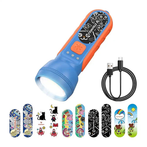 ETENWOLF L1 - Lampe torche enfant rechargeable, 6 modes, IPX5 : autocollants câble USB-C