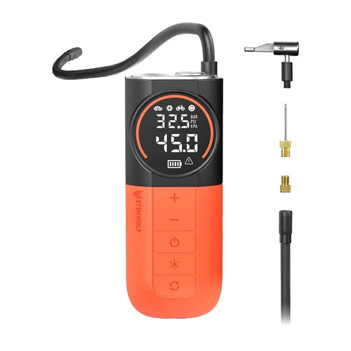 ETENWOLF S1 - compresseur sans fil 160 PSI, 5200 mAh, arrêt automatique et lampe LED : accessoires Presta aiguille