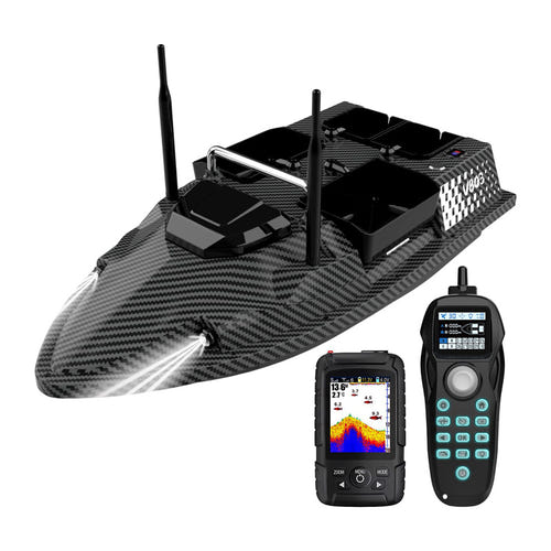 Flytec V803-Pro - Bateau amorceur GPS 12 000 mAh avec sondeur intégré : 12 000 mAh bateau carbone