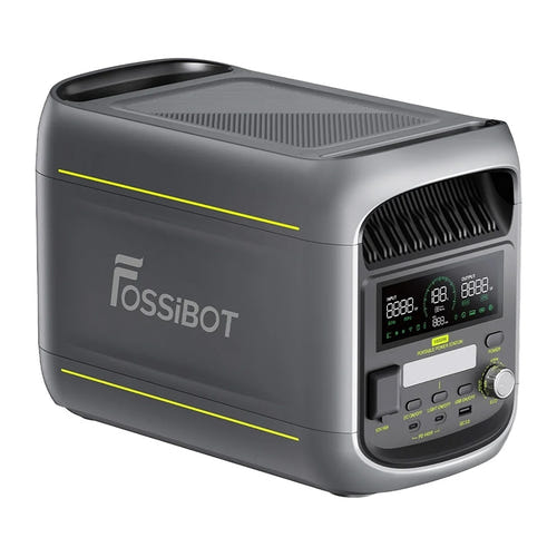 FOSSIBOT F1800 - station électrique portable 1024 Wh, 1800 W, grise : écran niveau charge