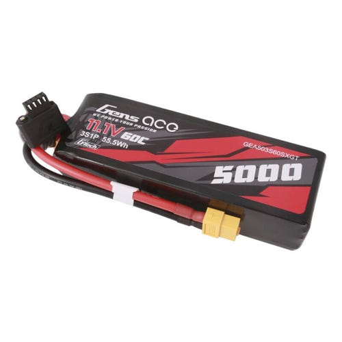 Gens ace G-Tech 5000 mAh 11,1 V - batterie LiPo 3S 60C pour voitures RC : prise XT60 câbles