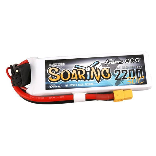 Gens ace G-Tech Soaring 2200 mAh 7,4 V 30C - batterie LiPo 2S XT60 : connecteur XT60
