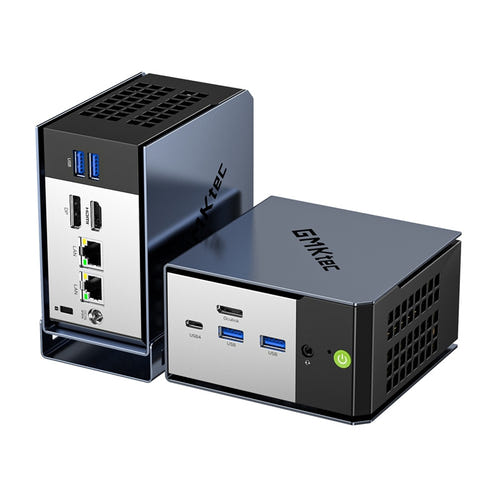 GMKtec EVO-X1 - Mini PC Ryzen AI 9 HX 370, 32 Go LPDDR5X et SSD 1 To Windows 11 Pro : façade USB 4