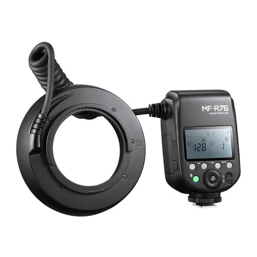 GODOX MF-R76 - Flash annulaire macro à deux têtes indépendantes : contrôleur griffe flash