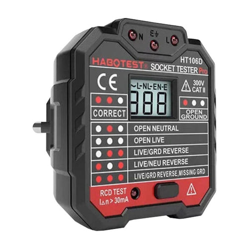 Habotest HT106D - testeur de prise de courant à écran LCD : voyants LED