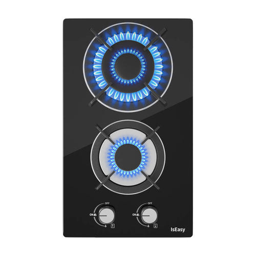 IsEasy MGBG-312A - Plaque gaz 2 feux, dessus verre