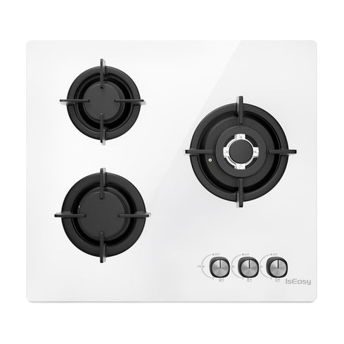 IsEasy MGBG-603 - Plaque de cuisson au gaz 3 feux, blanche - visuel 1