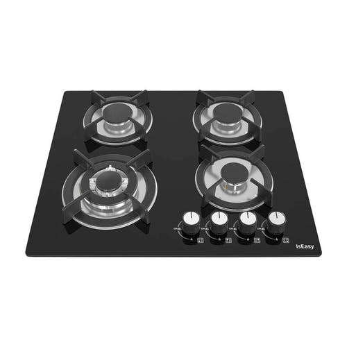 IsEasy MGBG-604B - Table gaz 4 feux, dessus verre : quatre feux